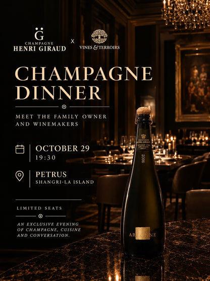 29th October Henri Giraud pairing Dinner with the owner at Petrus (Island Shangri-La).